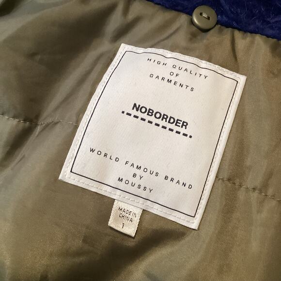 Moussy NoBorder Olive Green Blue Fur Trim Graphic Surprise Heavy Parka 1 S - Picture 8 of 12